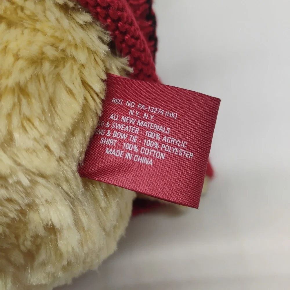 Ralph Lauren Teddy Bear Tan Plush Red Sweater Plaid Bow Tie Polo Horse Logo 2007
